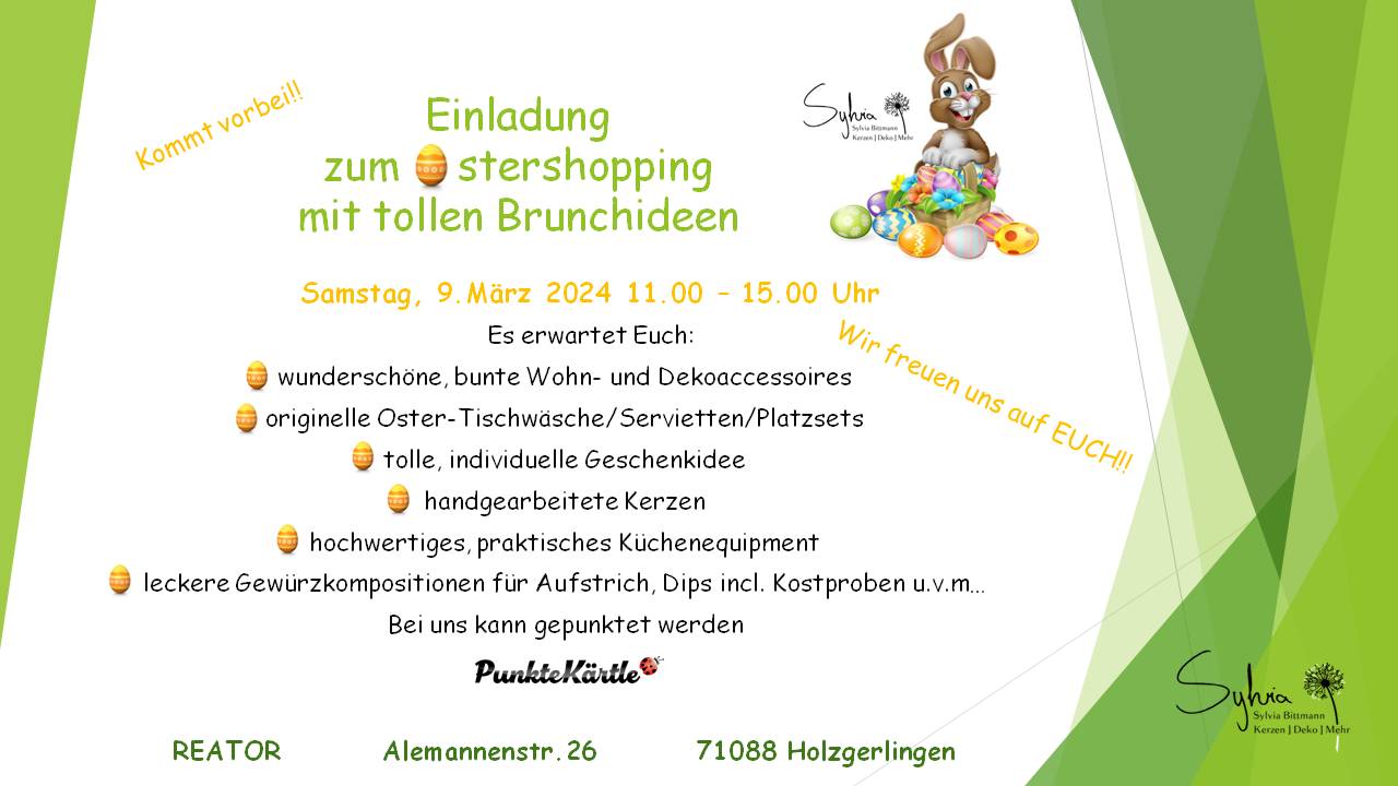 Einladung zum Ostershopping bei Sylvia Bittmann